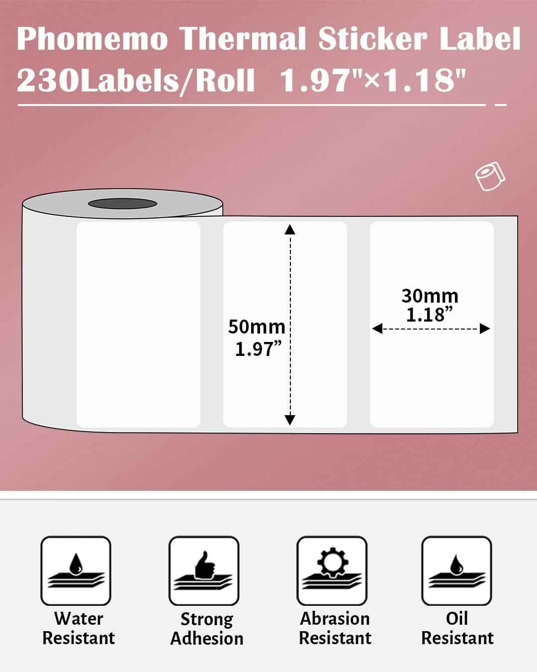 Phomemo Thermal Labels for M110/M221/M220/M120/M200,50x30mm - TTpen