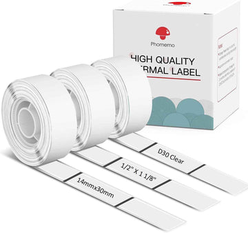 Phomemo D30 Adhesive White Label Paper (14mm X 30mm) White,3 Roll - TTpen