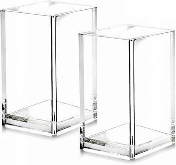 2 Pack Clear Acrylic Pencil Pen Holder Desktop Stationery Organizer