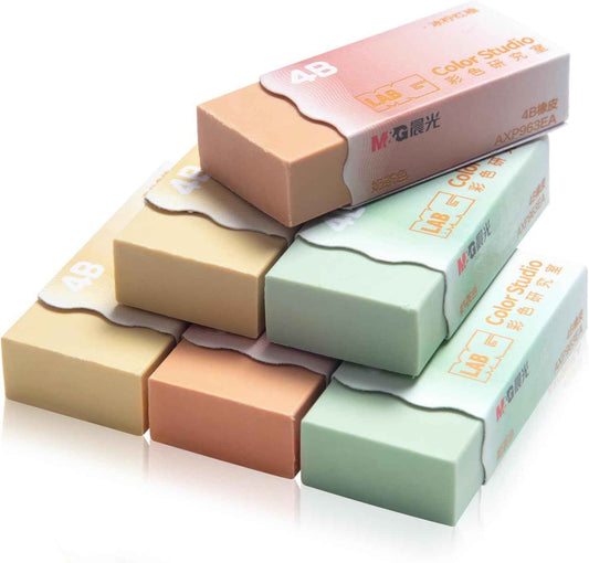 M&G 6Pcs Pencil Erasers Milk Tea Color Rectangular Art Erasers - TTpen