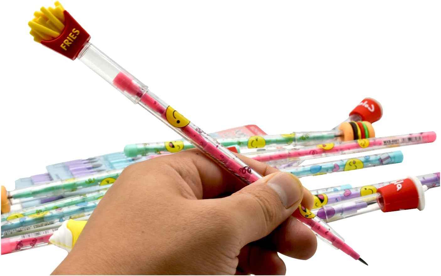 12PCS Food Stackable Pencils Hamburger Ice Cream Cola with 64 Refills - TTpen