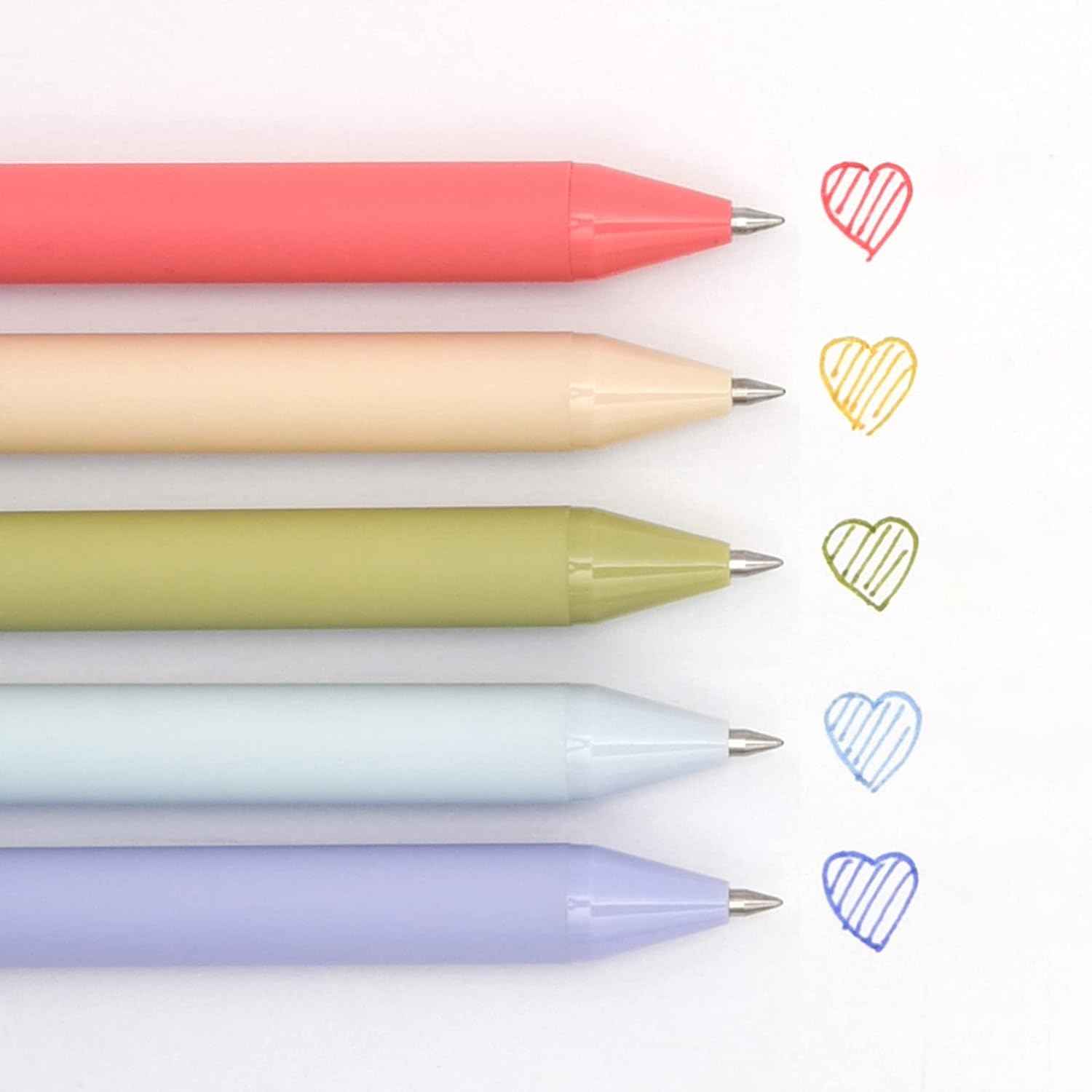 Kaco 5 Morandi Colored Ink Retractable Gel Pens 0.5mm Fine Point - TTpen