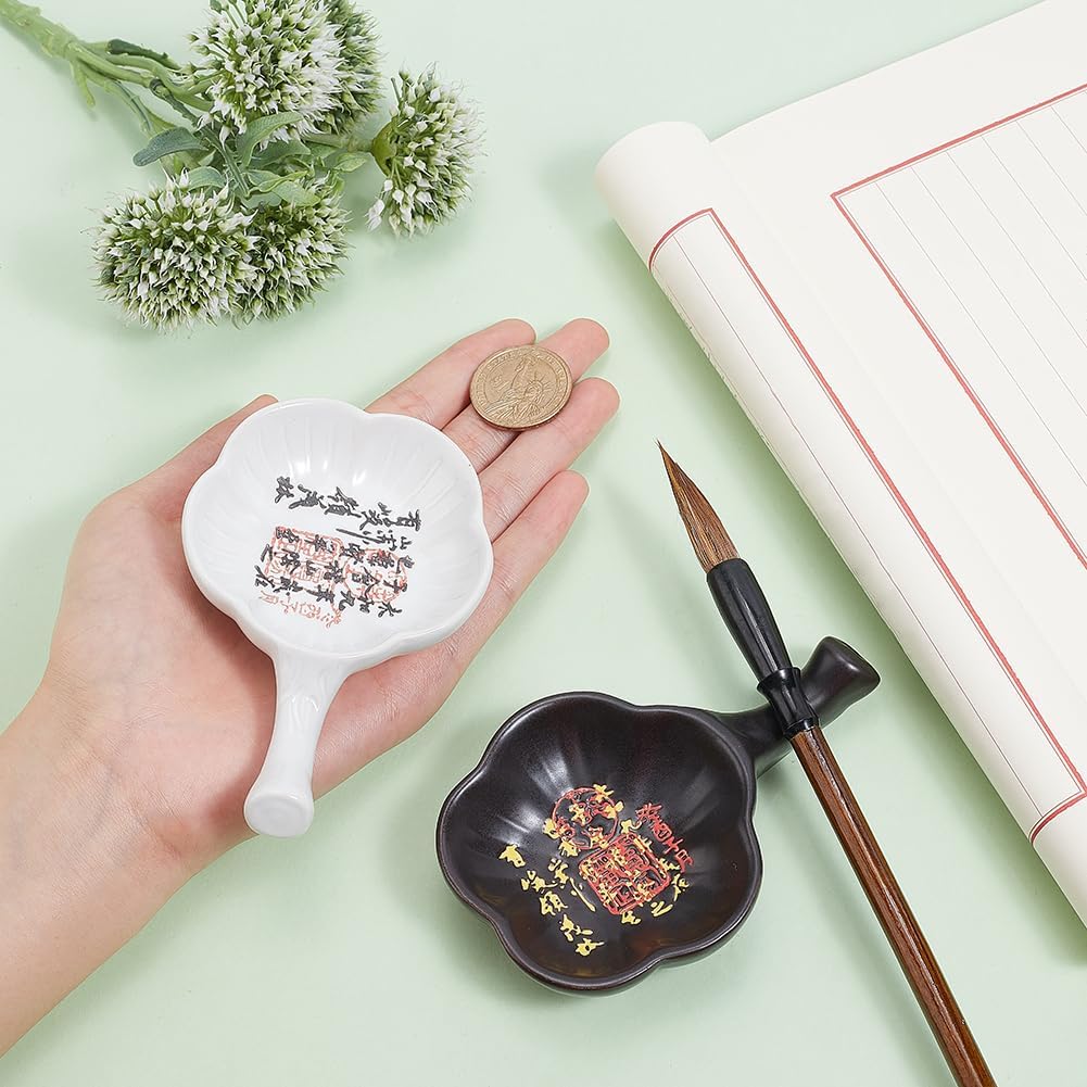 Porcelain Ink Plate Chinese Calligraphy Painting Brush Rest Holder