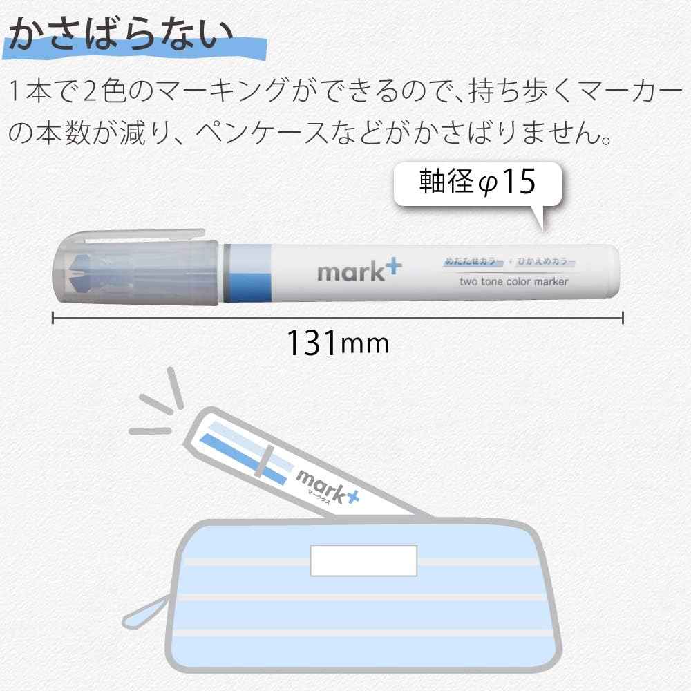 KOKUYO 2-Tone Mark+ Pastel Highlighter Markers 5 Colors Set