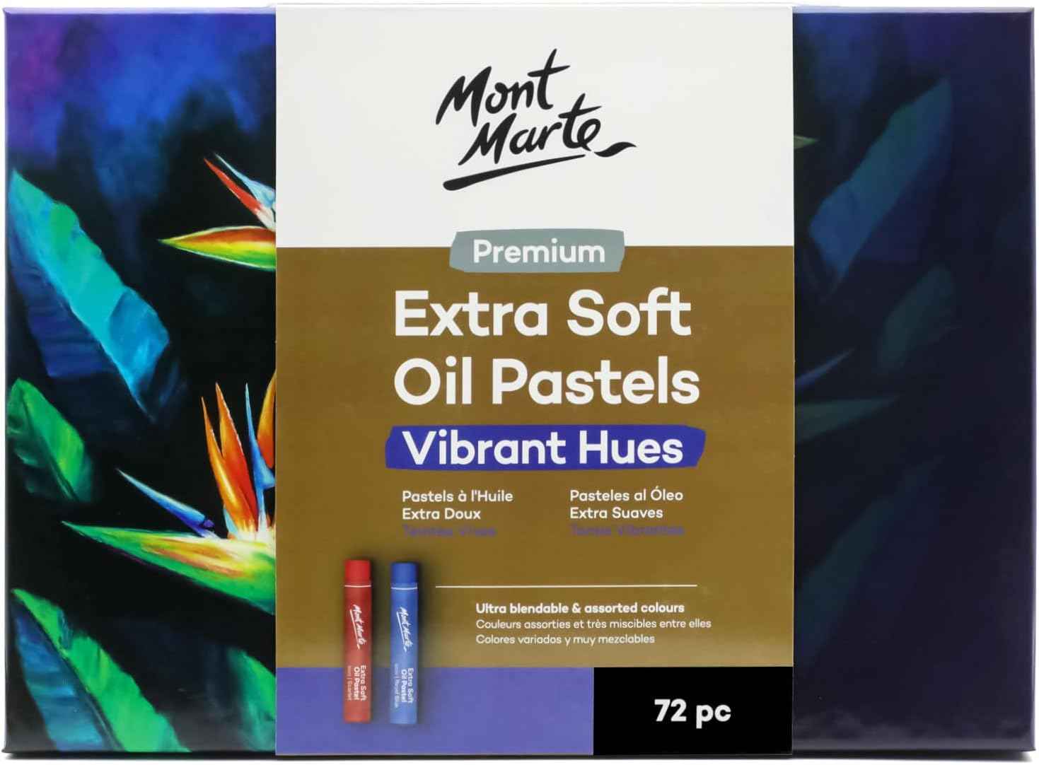 Mont Marte Extra Soft Oil Pastels 72pcs Assorted Bright Colors - TTpen