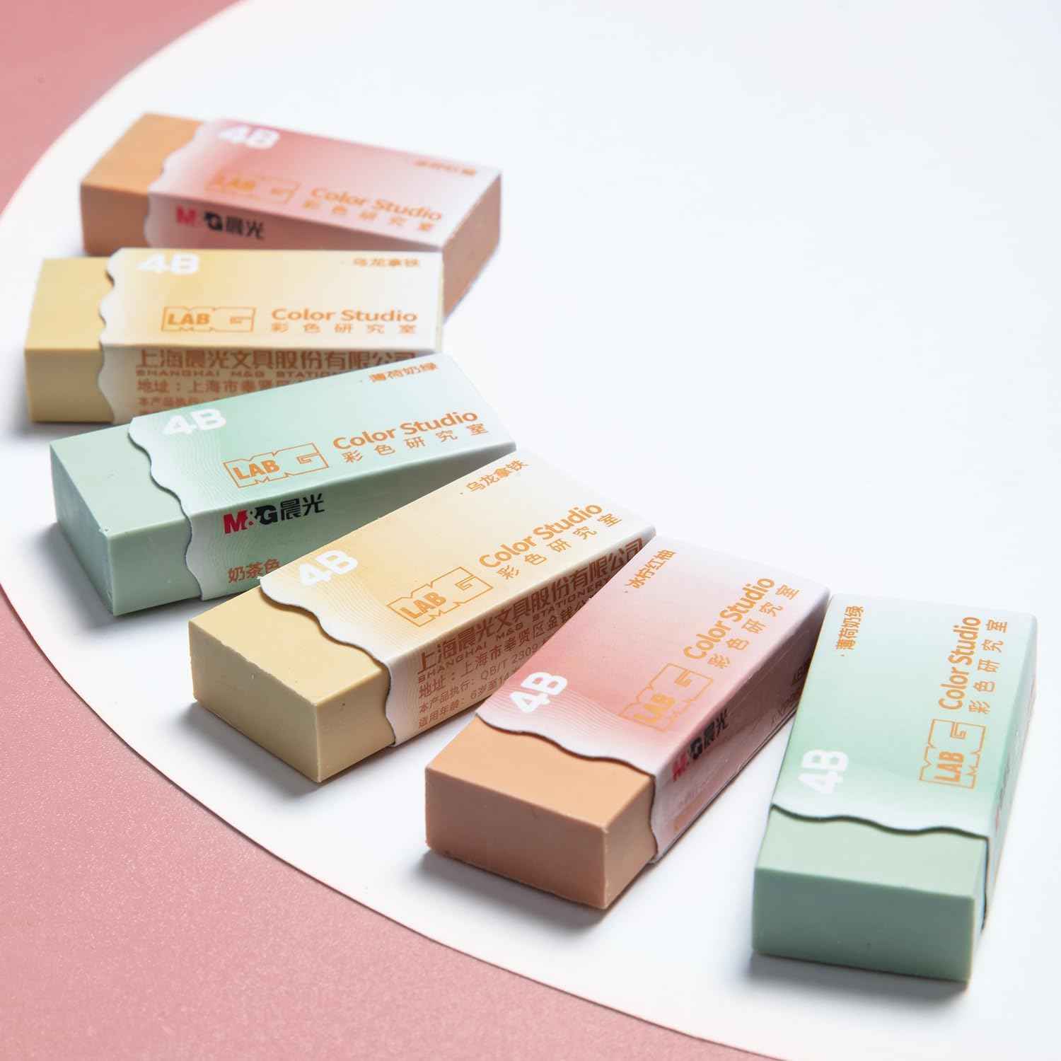 M&G 6Pcs Pencil Erasers Milk Tea Color Rectangular Art Erasers - TTpen