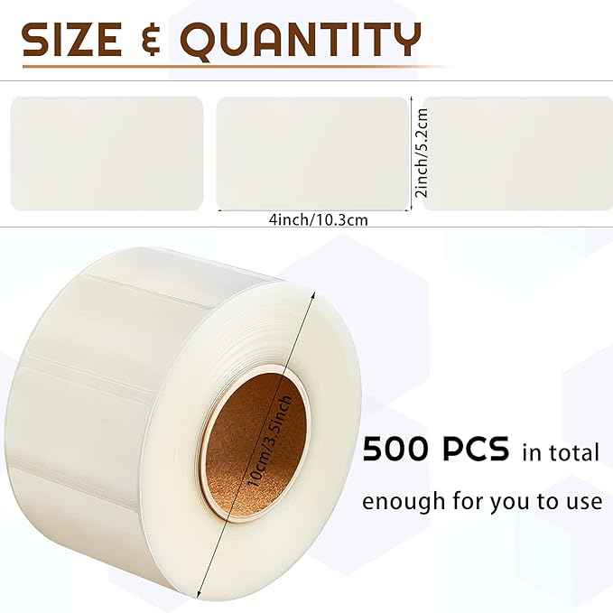 500pcs Clear Waterproof Sticker Protector Labels 52 x 103mm - TTpen
