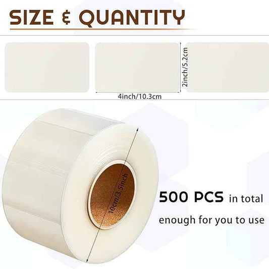 500pcs Clear Waterproof Sticker Protector Labels 52 x 103mm - TTpen