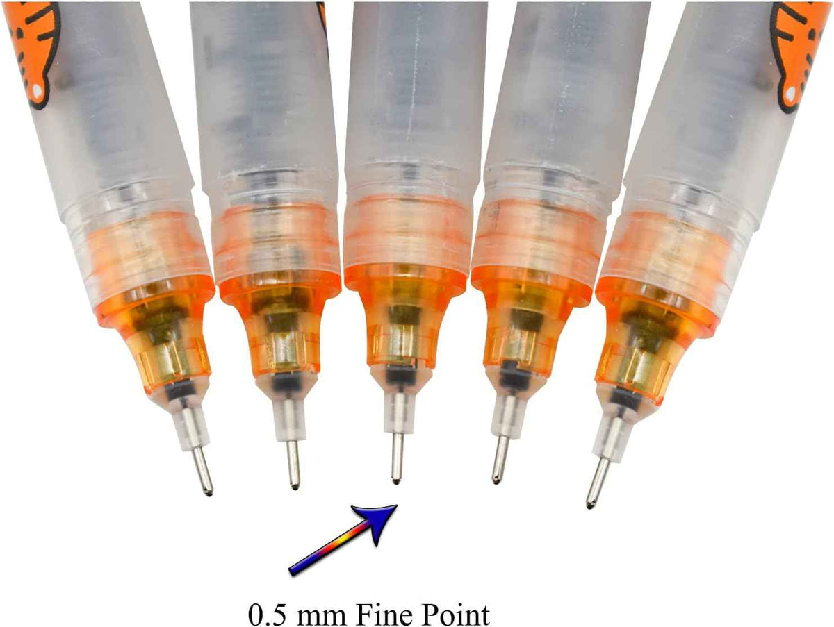 Liiquid Ink Pen 12PCS Tiger Liquid Ink Quick Dry Ink Rollerball Pens Black Ink