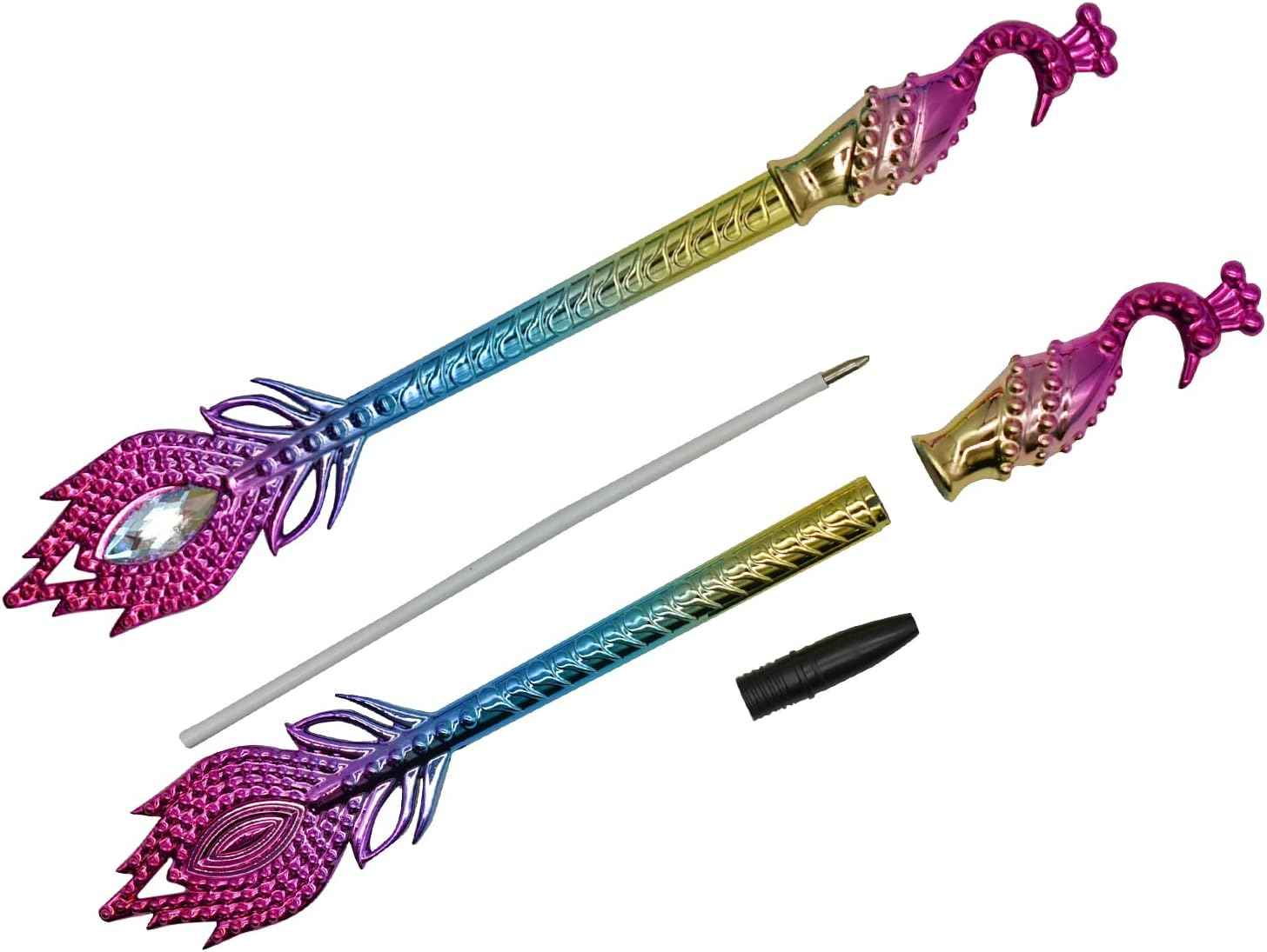 12PCS Dazzling Phoenix Peacock Feather Gel Pens 0.5mm Blue Ink - TTpen