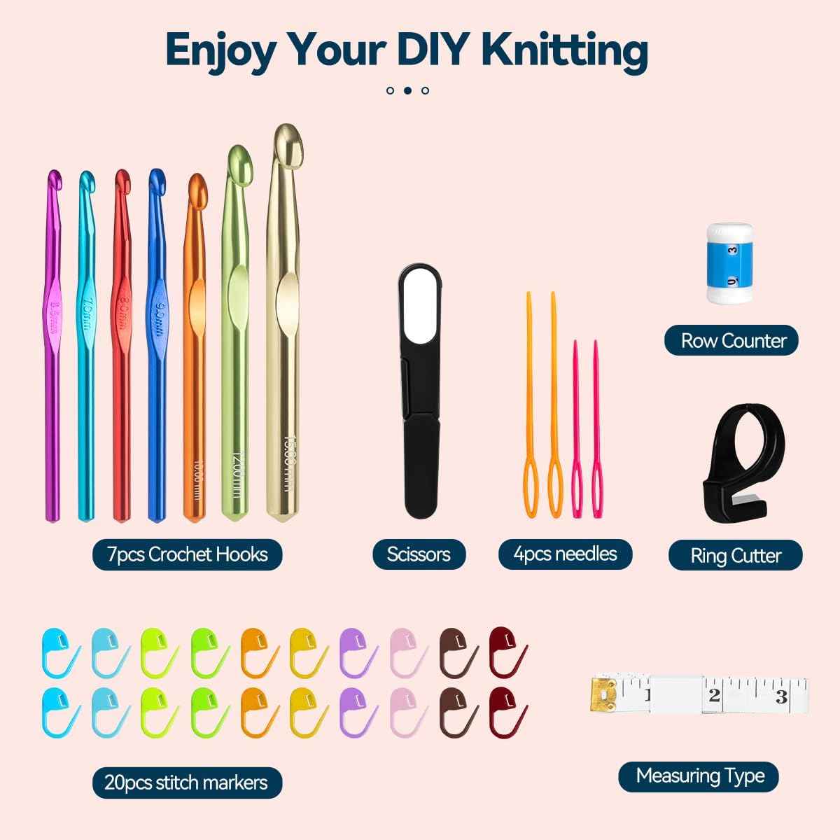 36PCS Large Crochet Hooks Set 6.5MM-15MM Crochet Needles and Accessories - TTpen