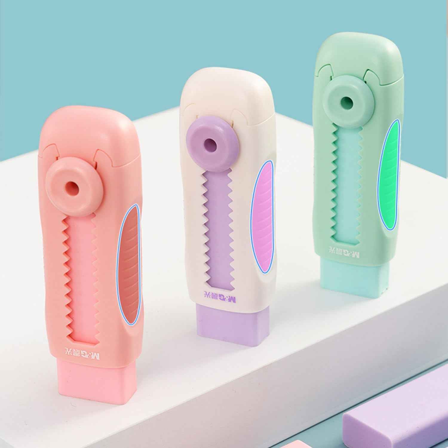 M&G 4+1 Pack Sliding Retractable Eraser with Sleeve and 4 Refill Erasers - TTpen