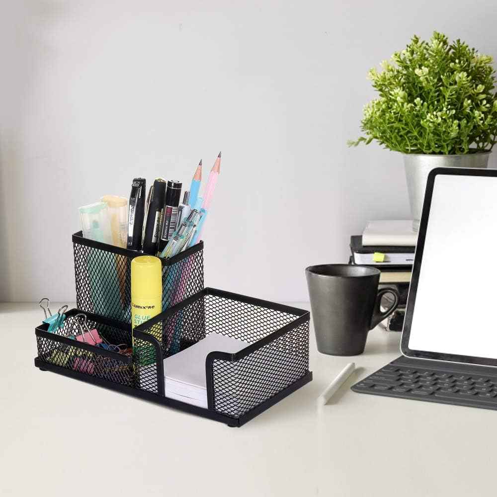 Comix Mesh Pen Pencil Holder with Post It Note Holders Desk Organizer - TTpen