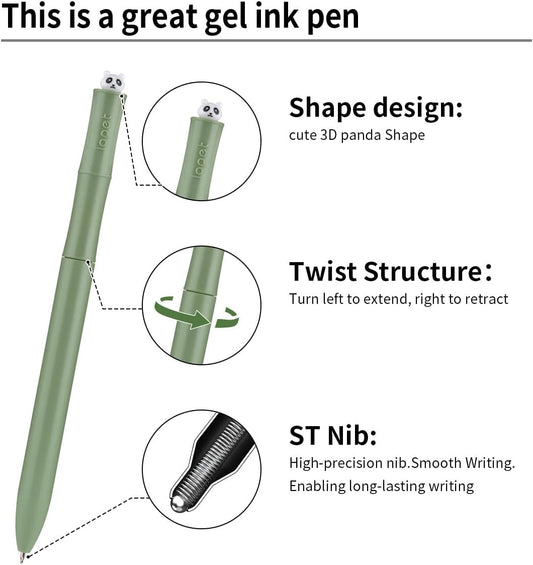 LOPET 4Pcs Panda Twist Gel Pens 0.5MM Black Ink