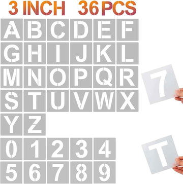 3 Inch 36PCS Reusable Plastic Letter Stencils and Numbers - TTpen