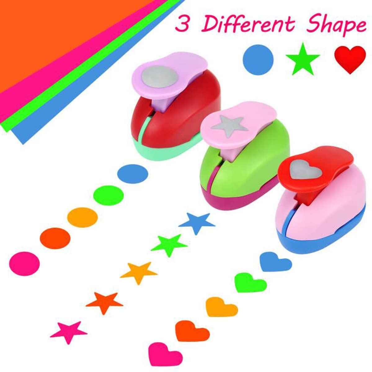 3Pcs 1 Inch Paper Punches with Heart,Star,Circle Craft Hole Shapes - TTpen