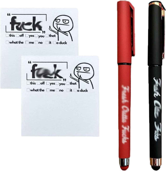 Fresh Outta Fucks Pad and Pen with Funny Stickers 2 Pack - TTpen