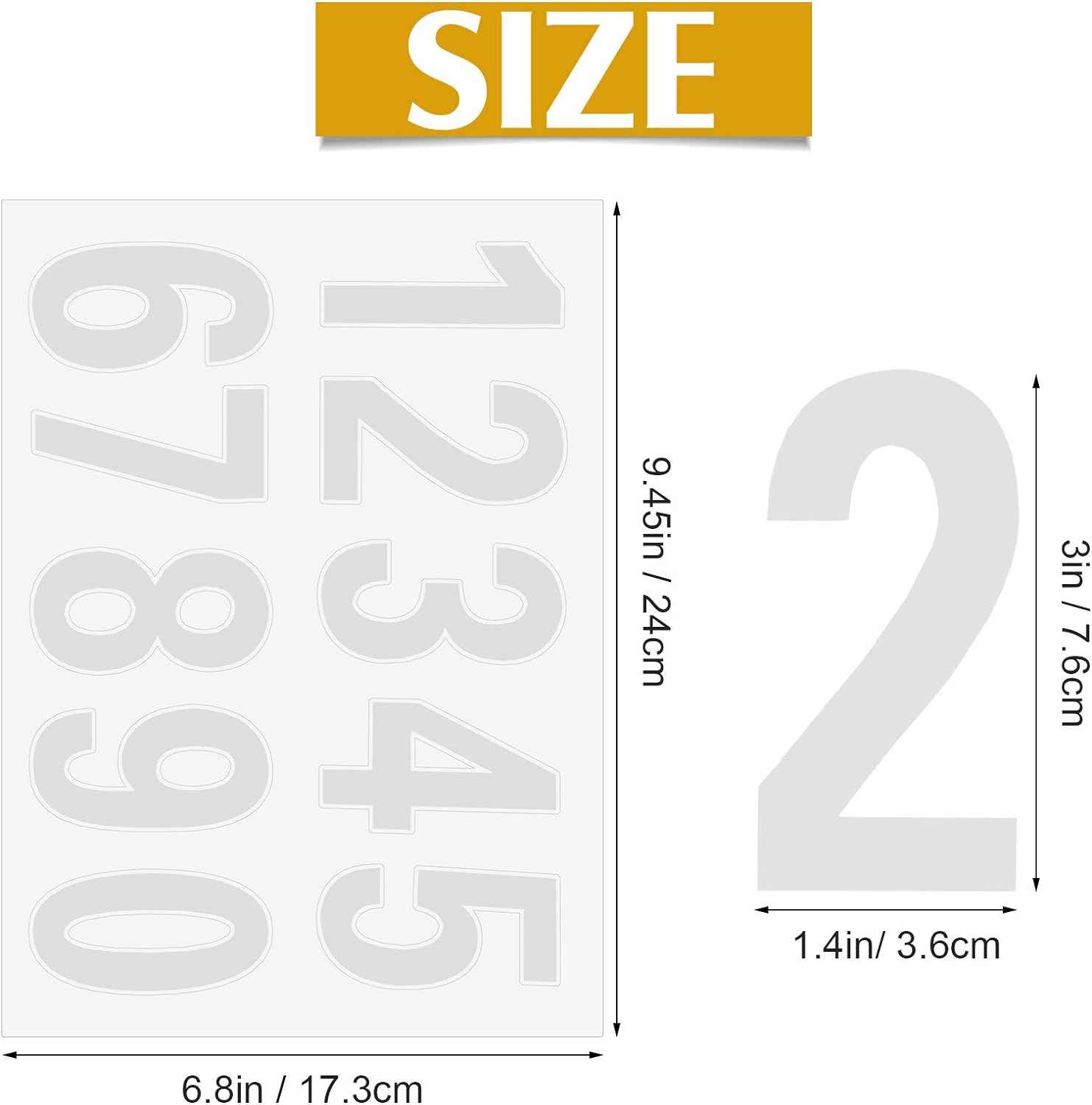 40pcs Mailbox Number 0-9 Sticker Decal Adhesive Silver 3 Inch - TTpen
