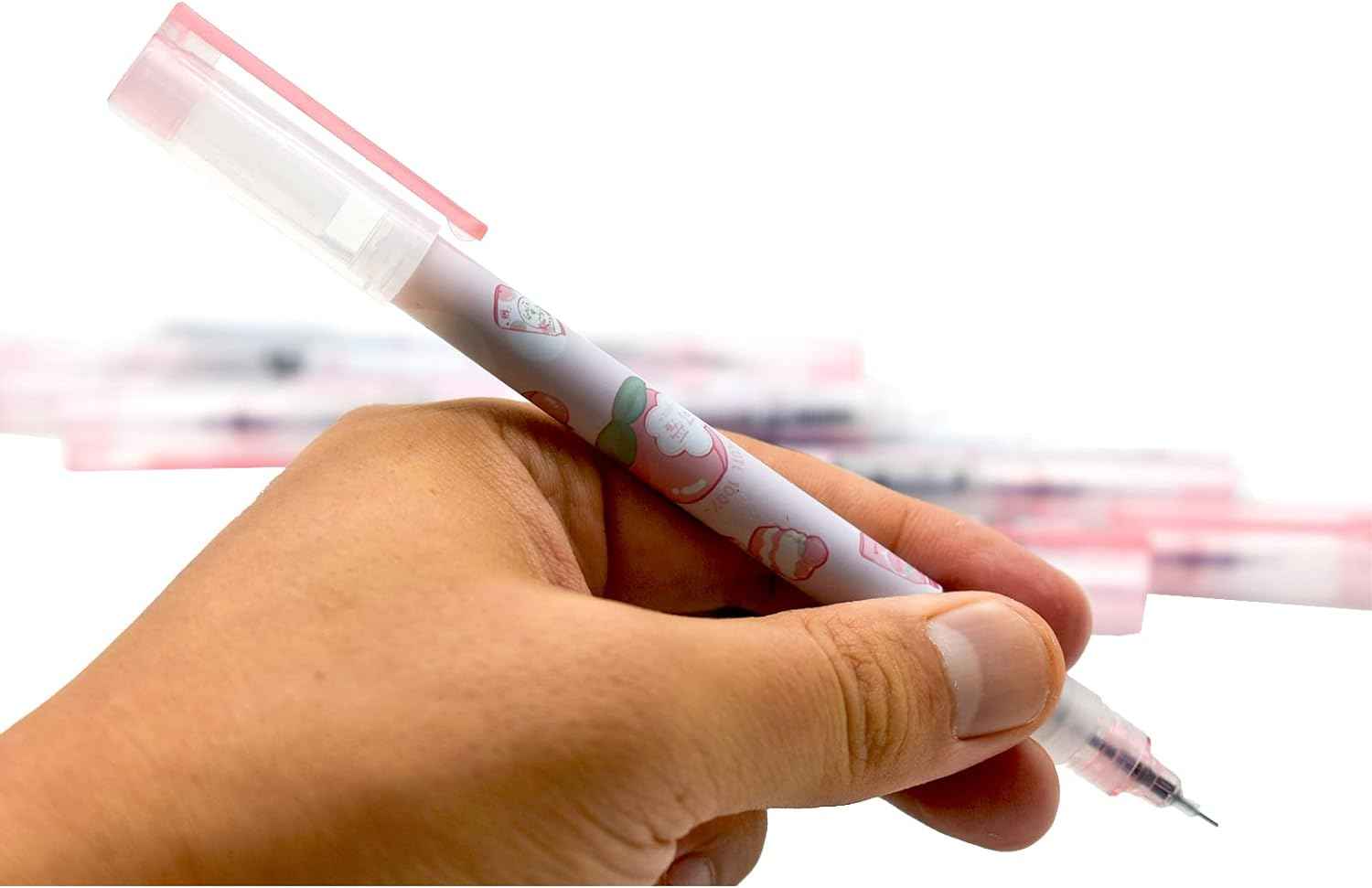 12PCS Peach Liquid Ink Juicy Fruit Quick Dry Rollerball Pens Black Ink - TTpen