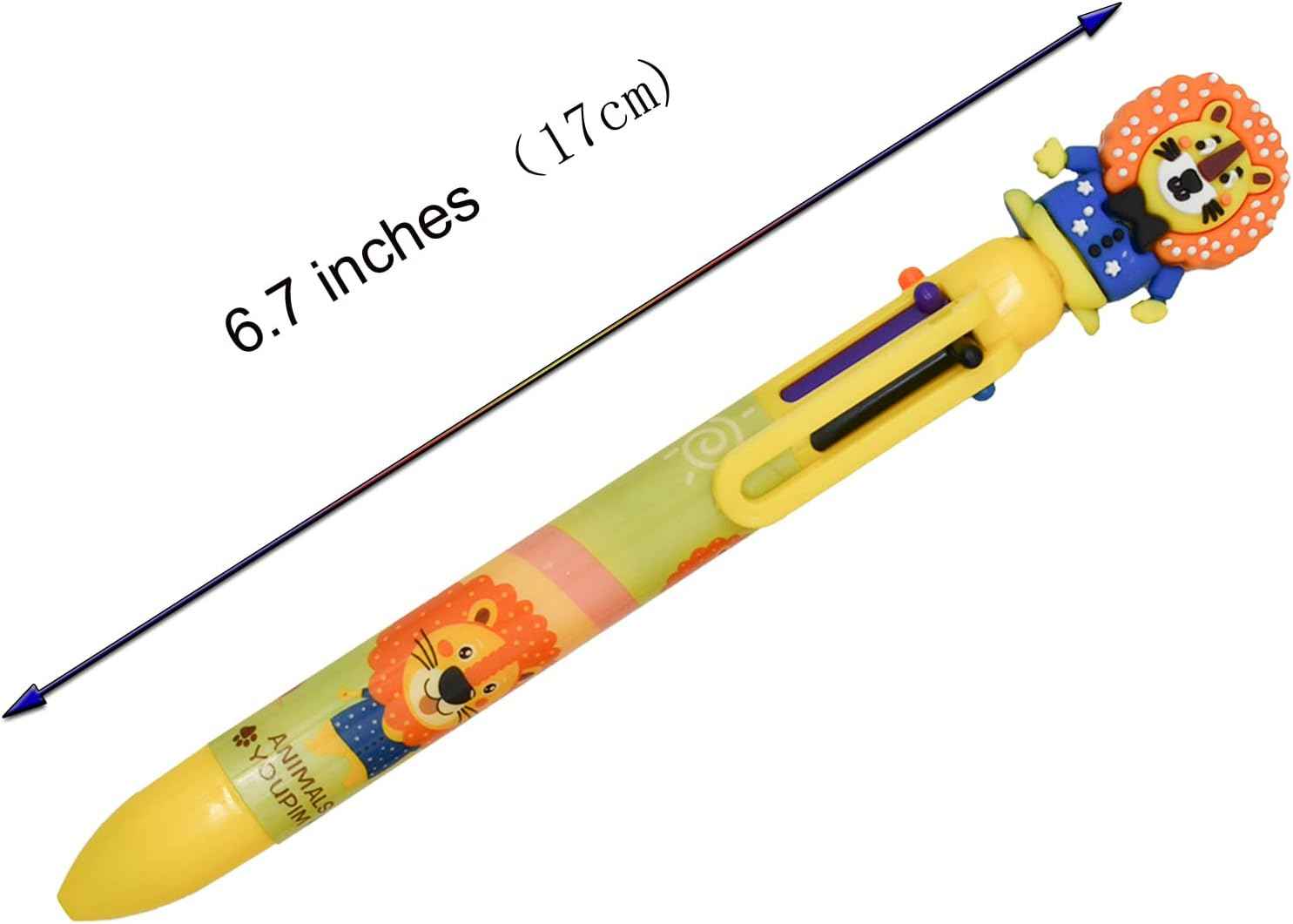 8PCS 6in1 Multicolor Ballpoint Pen Giraffe Lion For Kids Adults School - TTpen