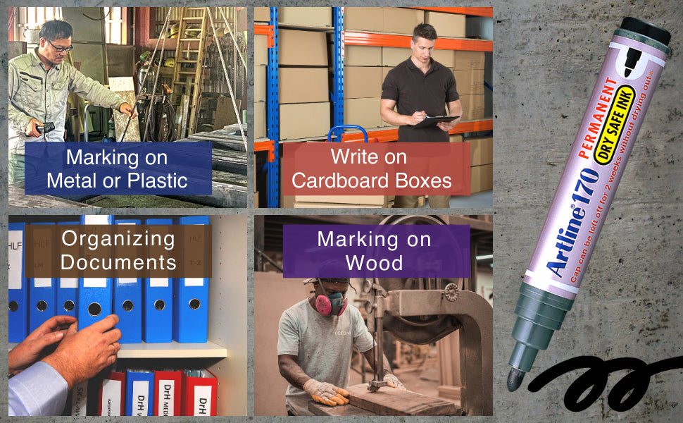 Artline 170 Permanent Marker 2.0mm Dry-Safe Ink 4 Pack