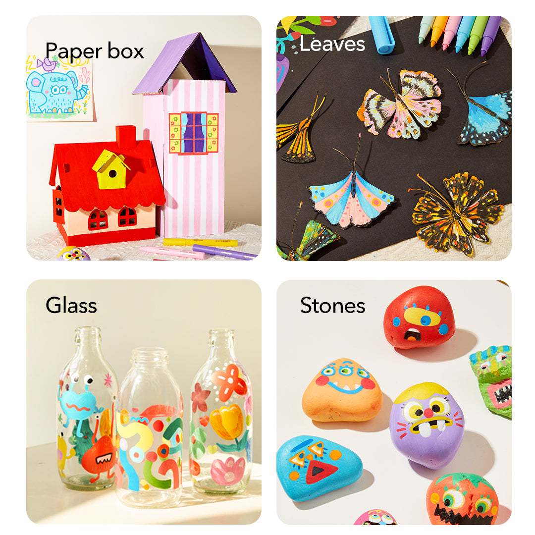 MiDeer 60-Color Acrylic Paint Markers Brush Tip with Stand-Up Pouch