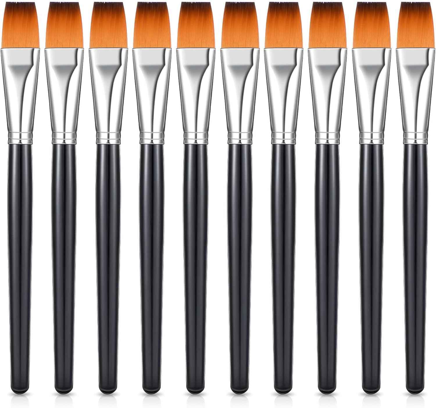 10 Pieces 3/4 Inch Flat Acrylic Paint Brushes for Kid Adult - TTpen