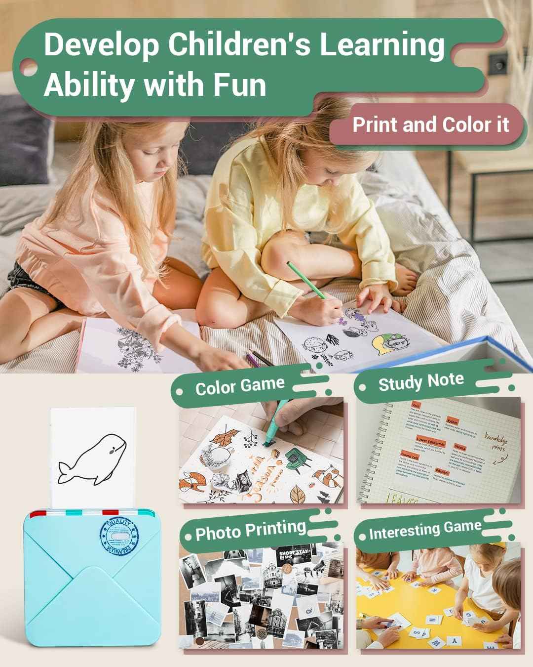 Phomemo M02S HD Bluetooth Thermal Photo Printer with 6 Roll Paper - TTpen