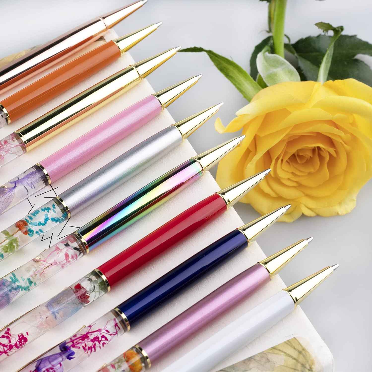 10 Color Metal Ballpoint Pens with Herbarium Floral - TTpen