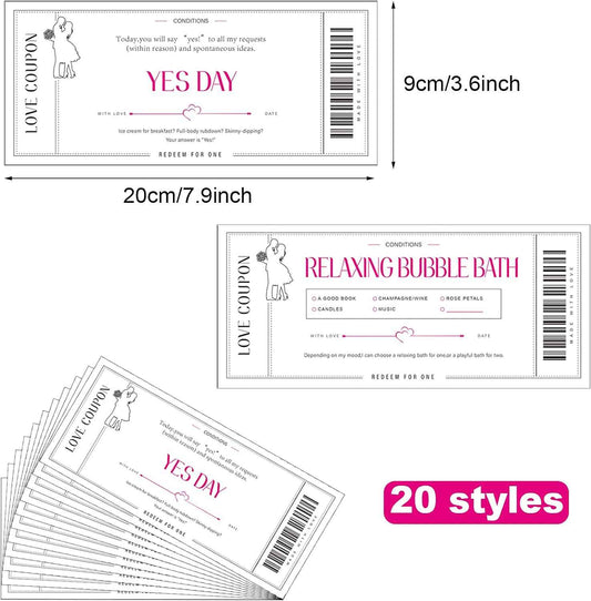 20 Pieces Love Coupon Cards Romantic Vouchers - TTpen