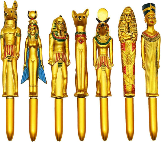 5PCS Egyptian Pharaohpe Retractable Ballpoint Pen 0.5mm Blue Ink - TTpen