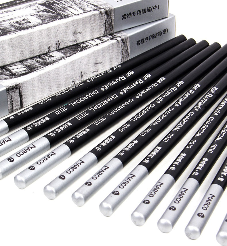 MARCO Raffine Artist Black Charcoal Pencil 12 Pack