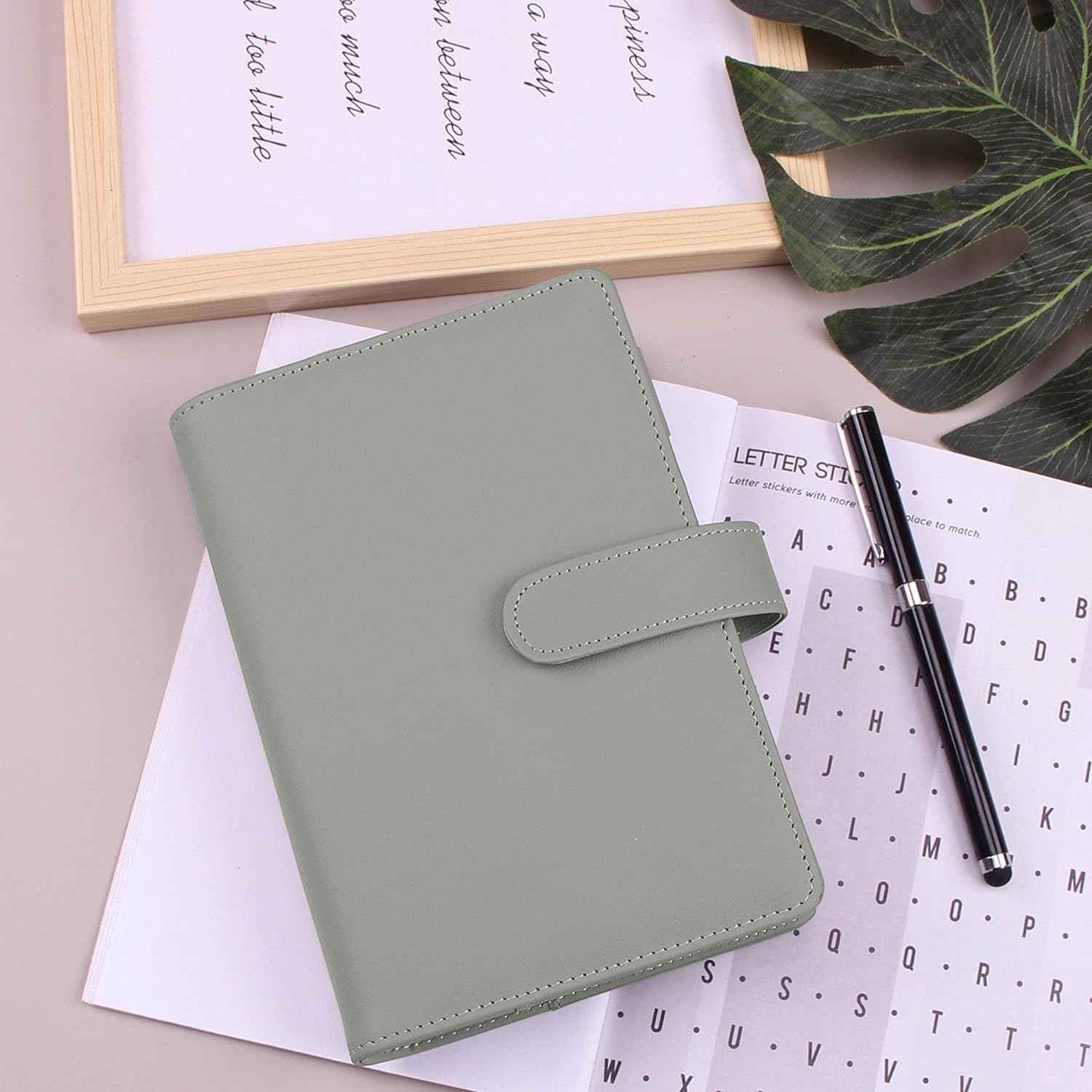 A6 Budget Binder,PU Leather with 12PCS Cash Pockets - TTpen