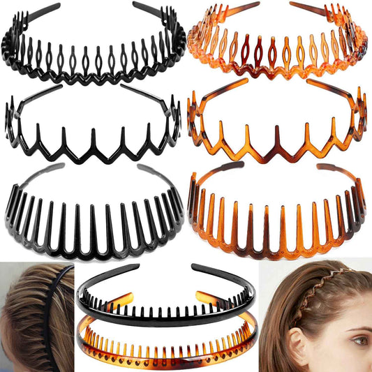 8PCS Fashion Effortless Plastic Headbands with Teeth Comb