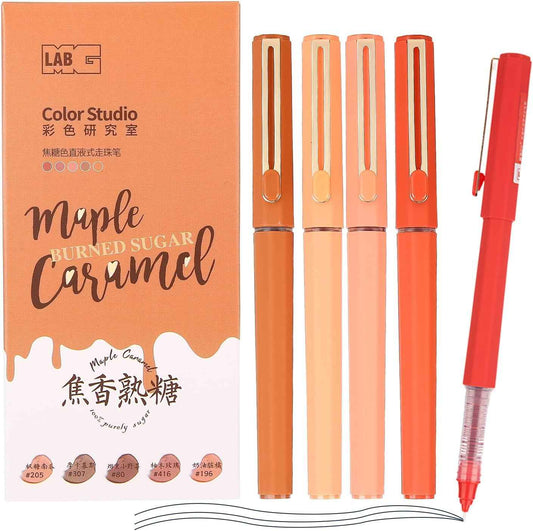 5Pcs Liquid Rollerball Pens Ultra Fine Point Black Ink,Caramel Color - TTpen