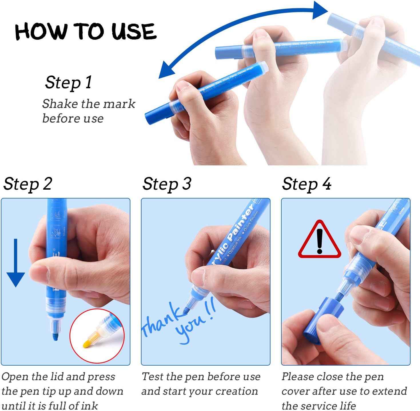 15 Color Guangna Acrylic Painter Markers 3mm Tip - TTpen