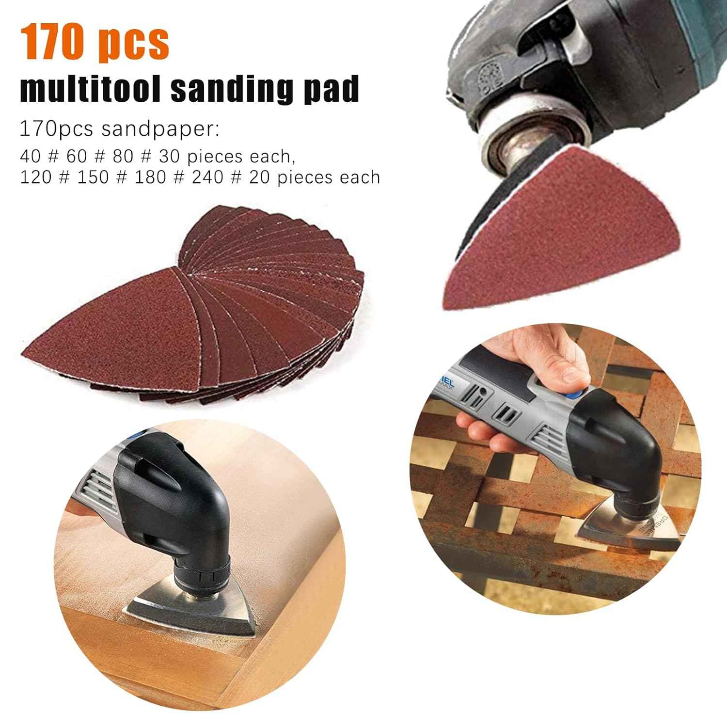 170PCS Hook and Loop Triangle Sandpaper for 3-1/8 Inch - TTpen