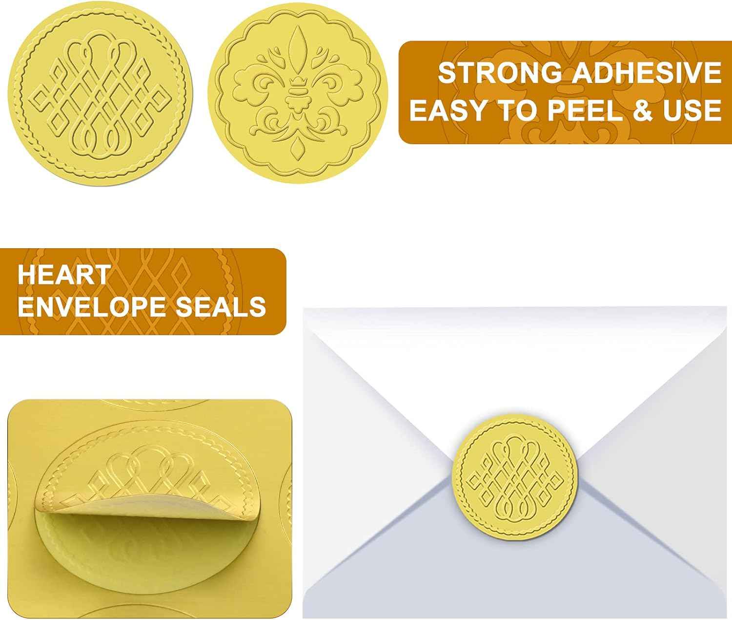 100 Pieces Gold Foil Embossed Wax Envelope Seals - TTpen