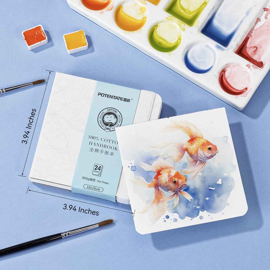 POTENTATE 2 Pack Square Cotton Hot Press Watercolor Paper 10x10cm - TTpen