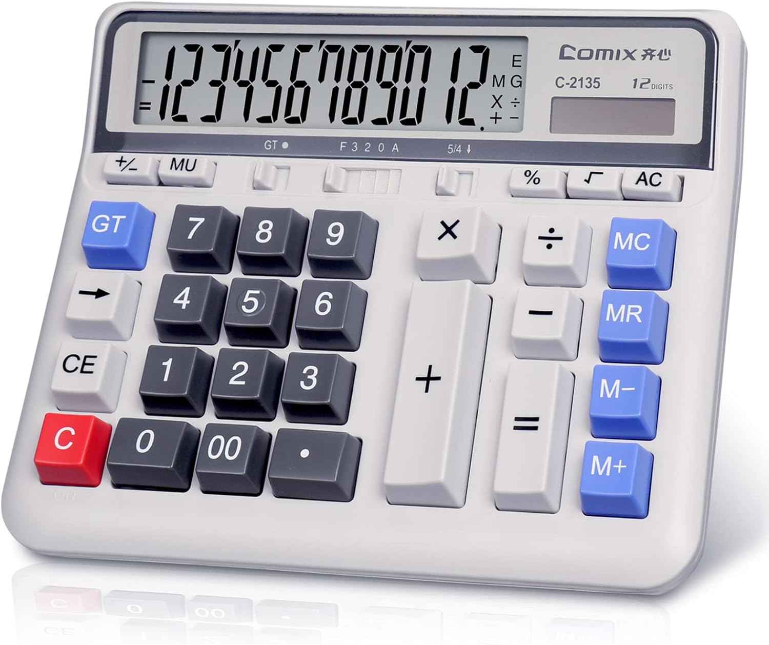 Comix C-2135 Desktop Calculator Solar Battery Dual Power with 12-Digit - TTpen