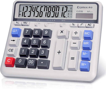 Comix C-2135 Desktop Calculator Solar Battery Dual Power with 12-Digit - TTpen