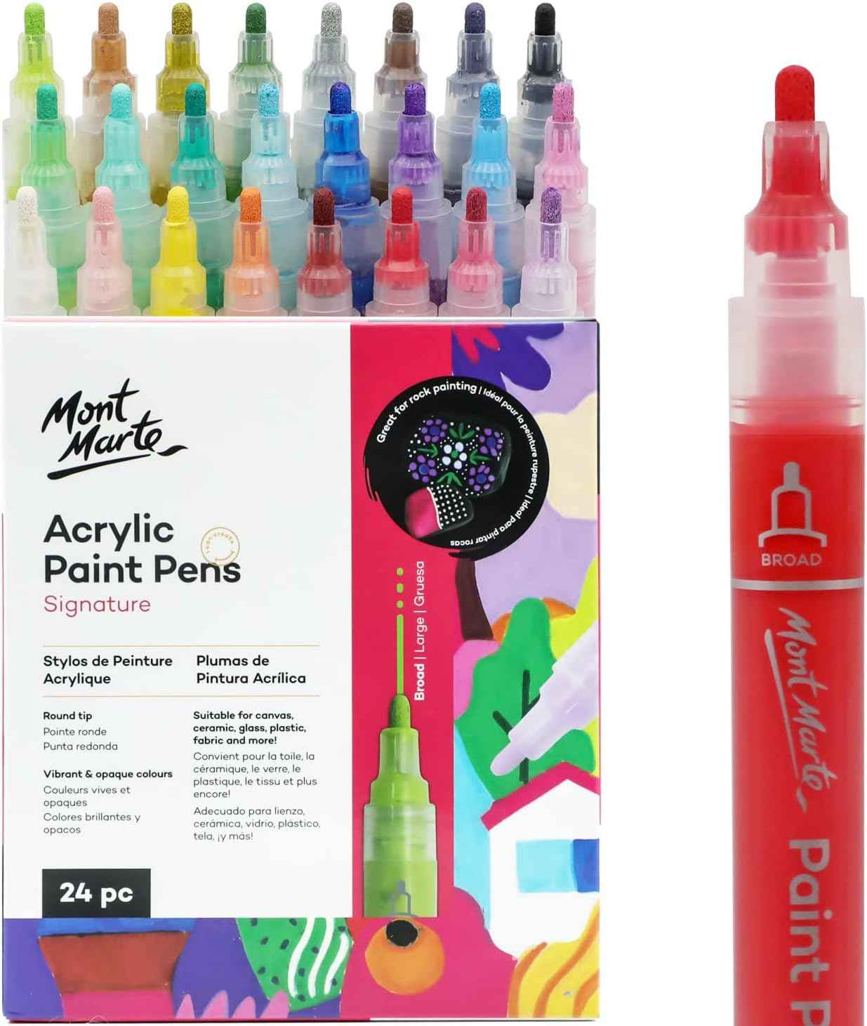 Mont Marte Signature Acrylic Paint Pens,24 Piece,Round Tip (3mm) - TTpen