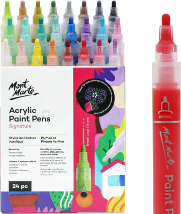 Mont Marte Signature Acrylic Paint Pens,24 Piece,Round Tip (3mm) - TTpen