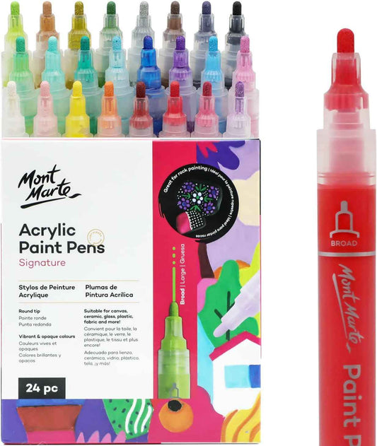 Mont Marte Signature Acrylic Paint Pens,24 Piece,Round Tip (3mm) - TTpen