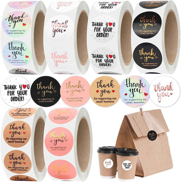 3000Pcs 1inch 6Rolls Thank You for Supporting My Small Business Stickers - TTpen