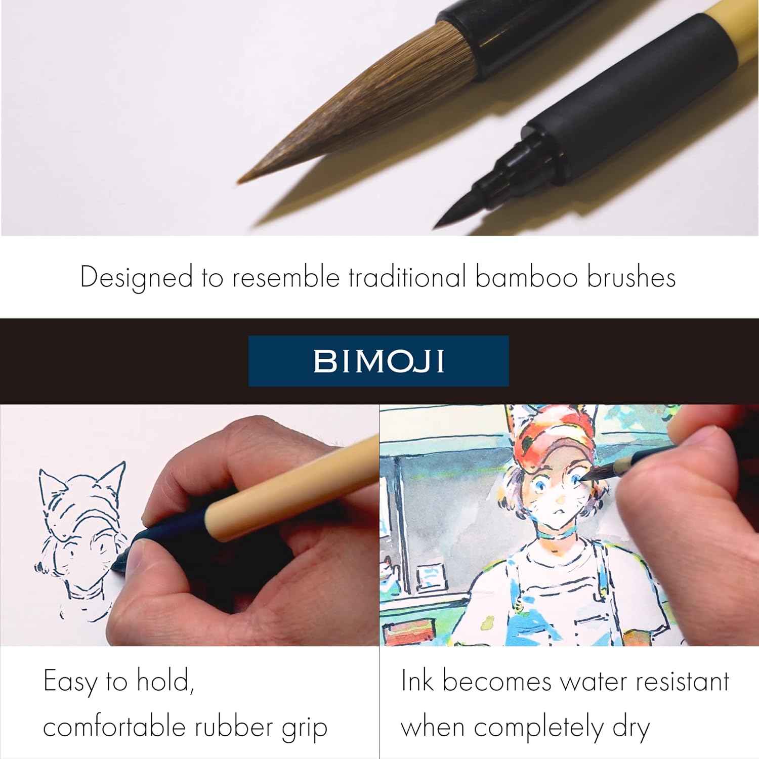 Kuretake Bimoji Brush Pen 5pcs for Calligraphy Hand Lettering