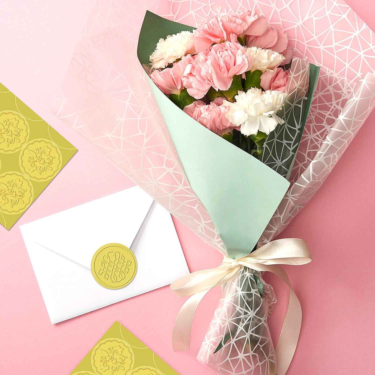 100 Pieces Gold Foil Embossed Wax Envelope Seals - TTpen