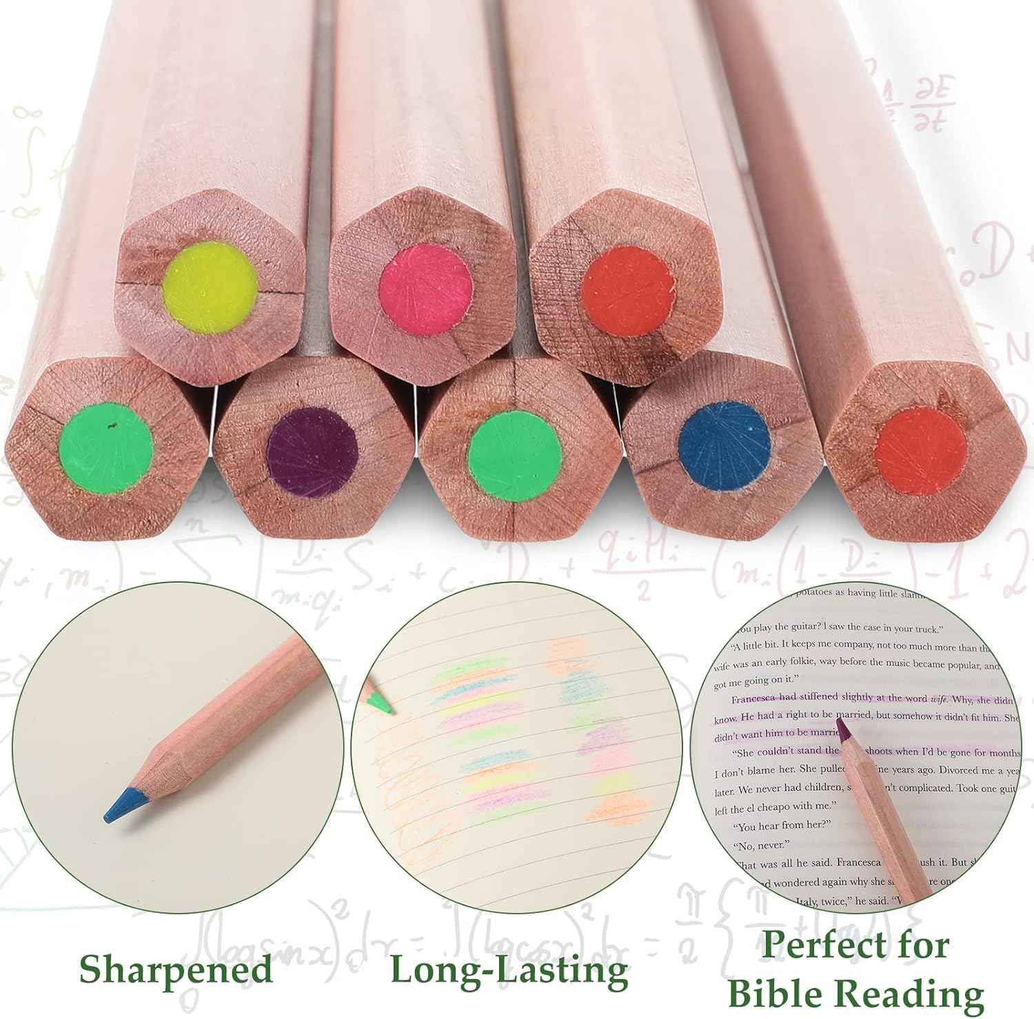 12pcs Neon 6 Color Highlighter Pencils with Wooden Sharpener - TTpen