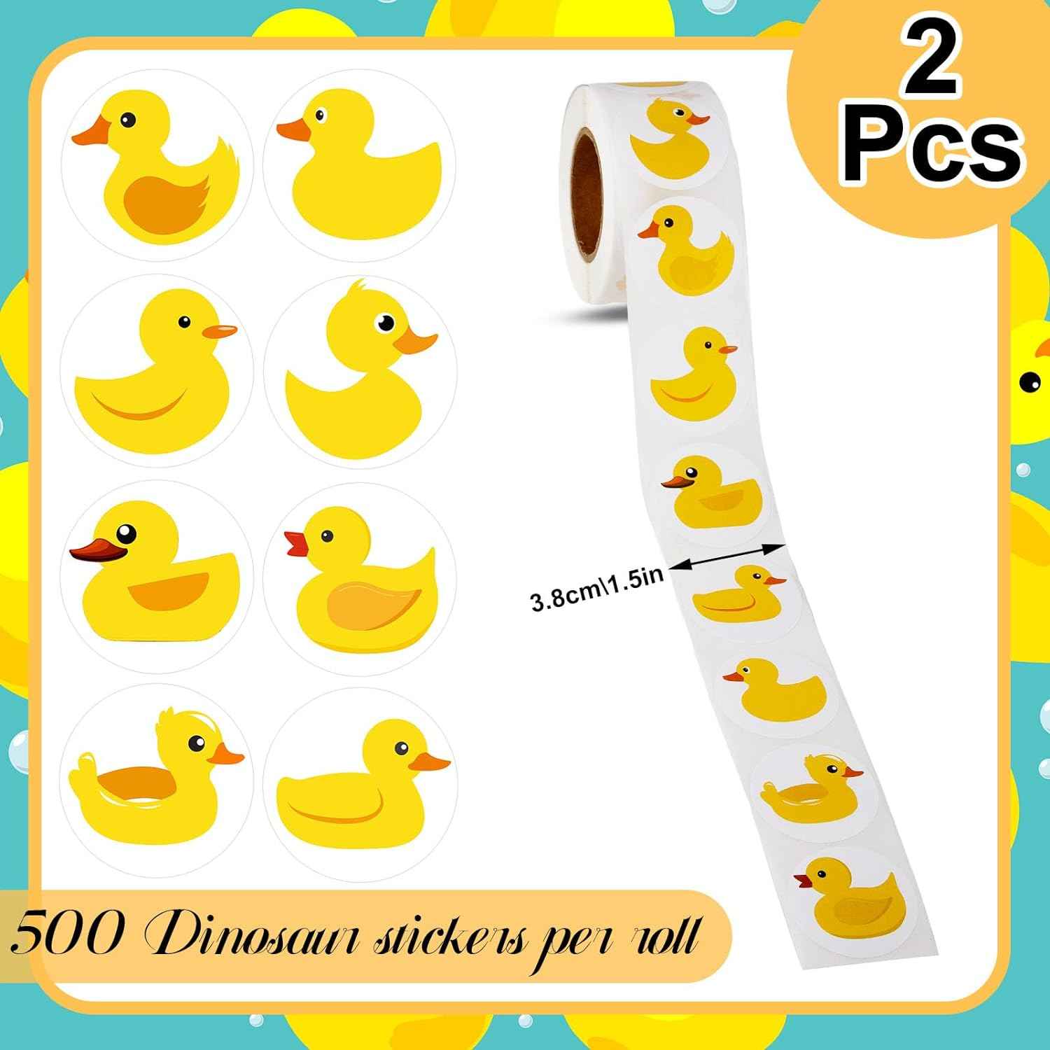 1000Pcs Yellow Duck Stickers for Bag Water Bottle 1.5 Inch - TTpen