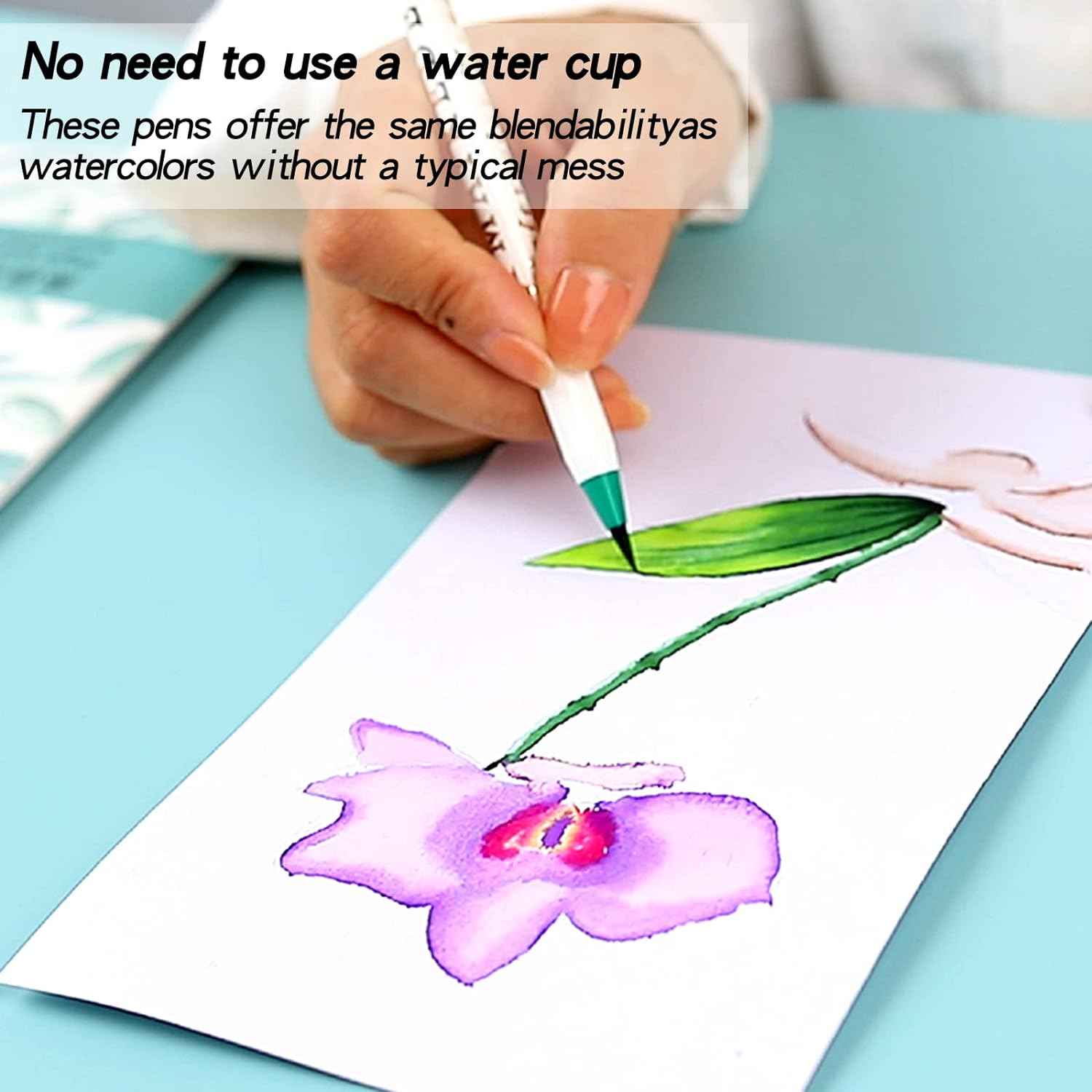 MAIKEDEPOT 24 Colors Watercolor Brush Pens with 1 Blending Brush - TTpen